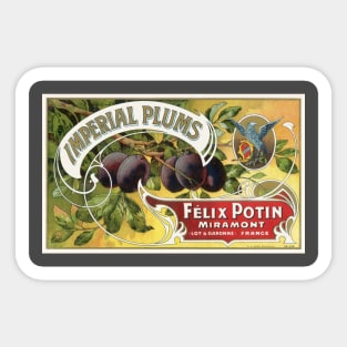 Vintage Imperial Plums Fruit Crate Label Sticker